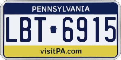 PA license plate LBT6915
