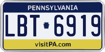 PA license plate LBT6919