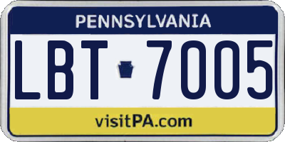 PA license plate LBT7005