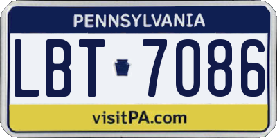 PA license plate LBT7086