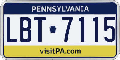 PA license plate LBT7115
