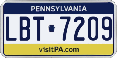 PA license plate LBT7209