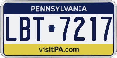 PA license plate LBT7217