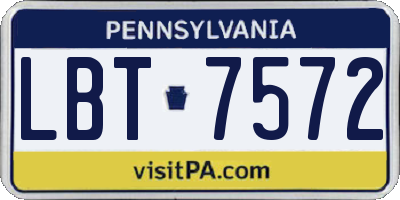 PA license plate LBT7572