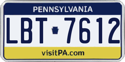 PA license plate LBT7612