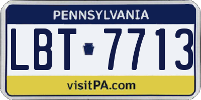 PA license plate LBT7713