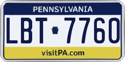 PA license plate LBT7760