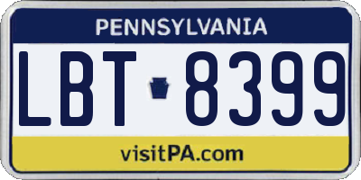 PA license plate LBT8399