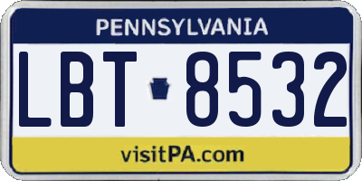PA license plate LBT8532