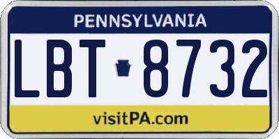 PA license plate LBT8732