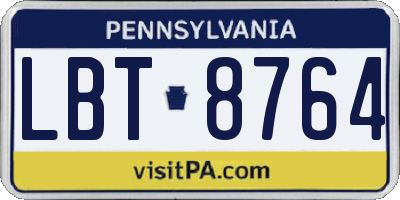 PA license plate LBT8764