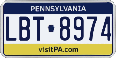 PA license plate LBT8974