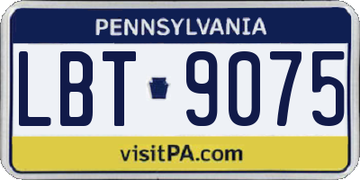 PA license plate LBT9075