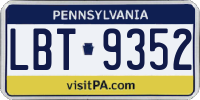PA license plate LBT9352