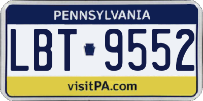 PA license plate LBT9552