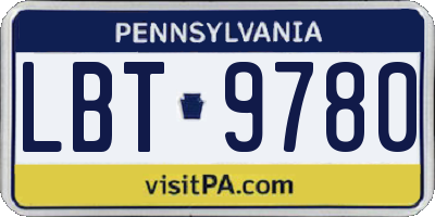 PA license plate LBT9780