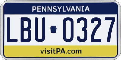 PA license plate LBU0327