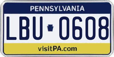 PA license plate LBU0608