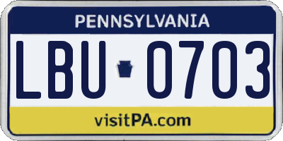 PA license plate LBU0703