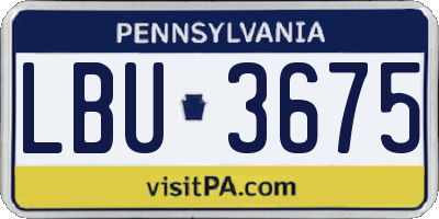PA license plate LBU3675