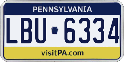 PA license plate LBU6334