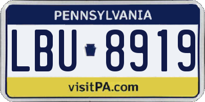 PA license plate LBU8919
