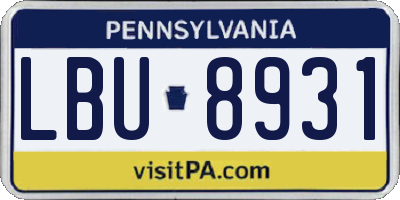 PA license plate LBU8931