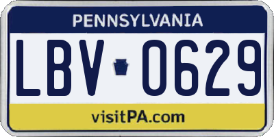 PA license plate LBV0629