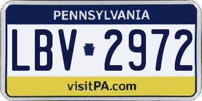 PA license plate LBV2972