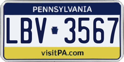PA license plate LBV3567