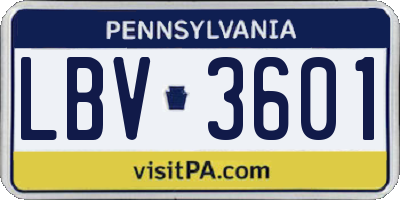 PA license plate LBV3601