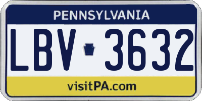 PA license plate LBV3632