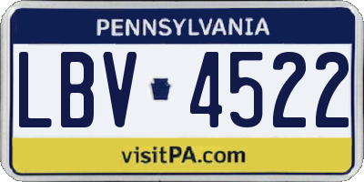 PA license plate LBV4522