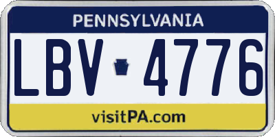 PA license plate LBV4776