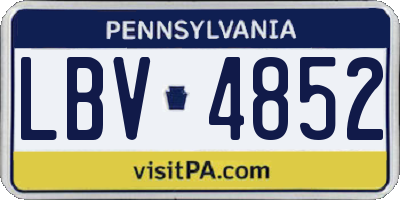 PA license plate LBV4852