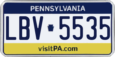 PA license plate LBV5535