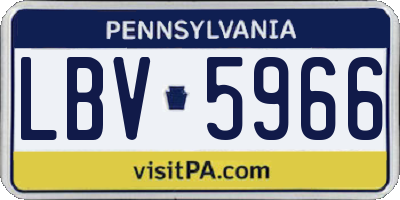 PA license plate LBV5966