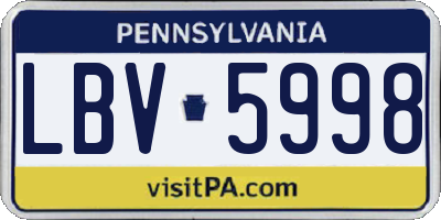 PA license plate LBV5998