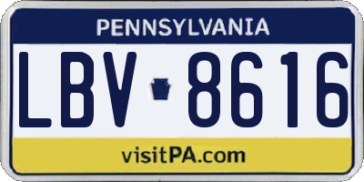 PA license plate LBV8616