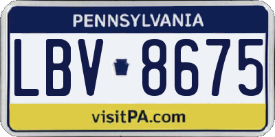 PA license plate LBV8675