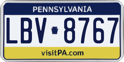 PA license plate LBV8767