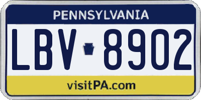 PA license plate LBV8902