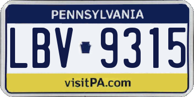 PA license plate LBV9315
