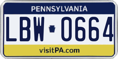 PA license plate LBW0664