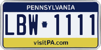 PA license plate LBW1111