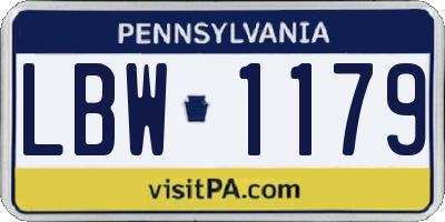PA license plate LBW1179