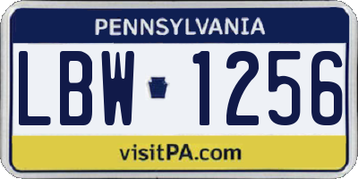 PA license plate LBW1256