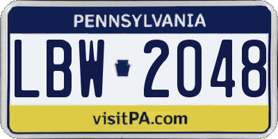 PA license plate LBW2048