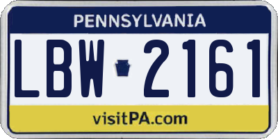 PA license plate LBW2161