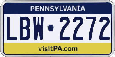 PA license plate LBW2272